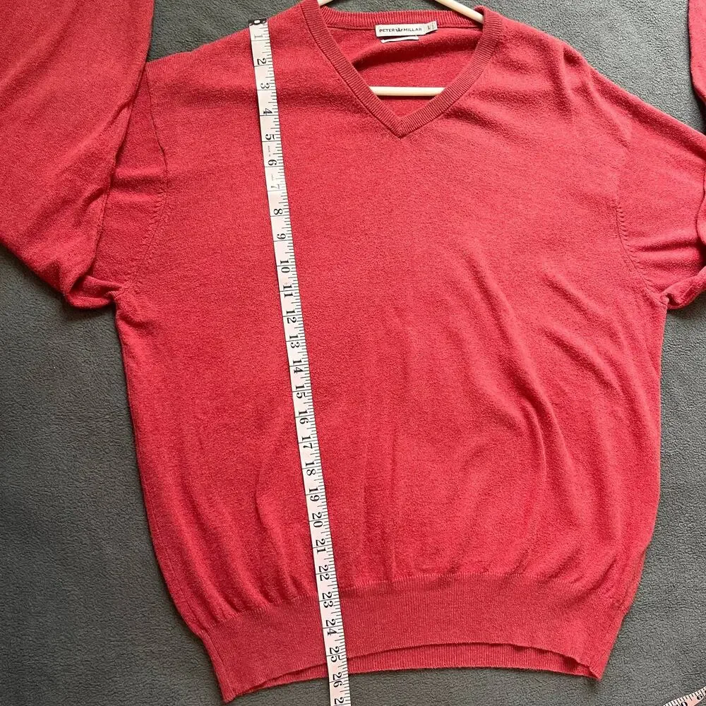 Peter Millar Luxury Blend Pullover Mens Large Orange Cashmere Sweater V-Neck